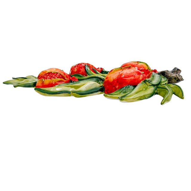 Late 20th Century Vintage Bassano Italian Large Ceramic Pomegranate Wall Plaque For Sale - Image 5 of 7