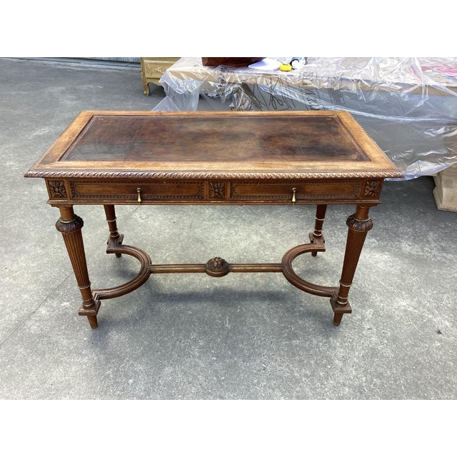 French Louis XVI-Style Bureau Plat Desk For Sale - Image 9 of 13