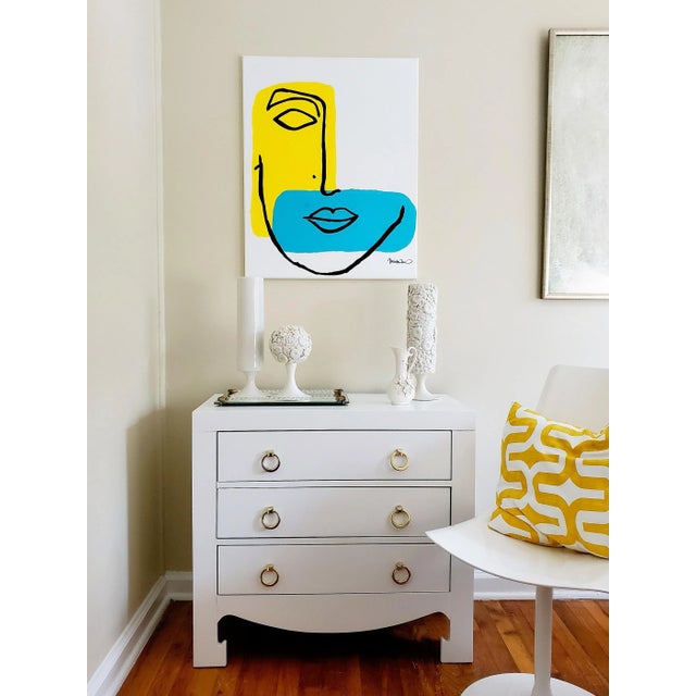 "Poppy," Contemporary Abstract Face Painting by emerging NC artist, Isaiah Thomas. Acrylic on canvas, unframed, 24 x 30 x...