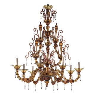 Handcrafted Modern Brown Ca Rezzonico Chandelier with Curled Murano Glass by Simoeng for Simoeng For Sale