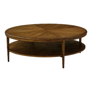 Modern Parquetry Round Coffee Table, Dark Oak