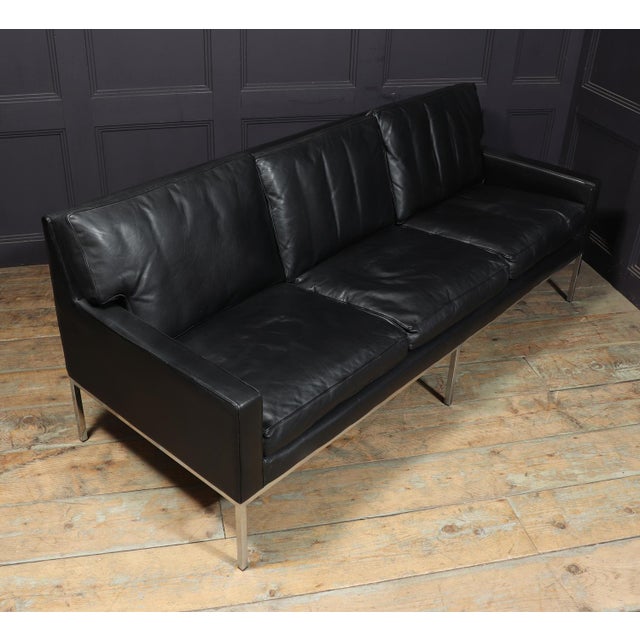 Mid-Century Modern Black Leather Sofa, 1970 For Sale - Image 4 of 16