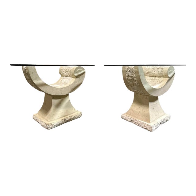 Post Modern Tessellated Stone Base End Tables Magnussen For Sale