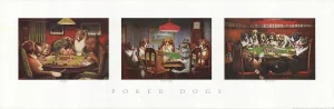 1999 C.M. Coolidge 'Poker Dogs' Multicolor, Black, Orange, Red, White Offset Lithograph