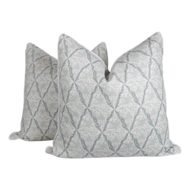 Designer Lake August Tula Clouds Pillow Covers 22x22 - A Pair For Sale