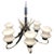 1950s Italian Mid-Century Modern Brass Ebonized Wood and White Glass Chandelier For Sale - Image 13 of 13