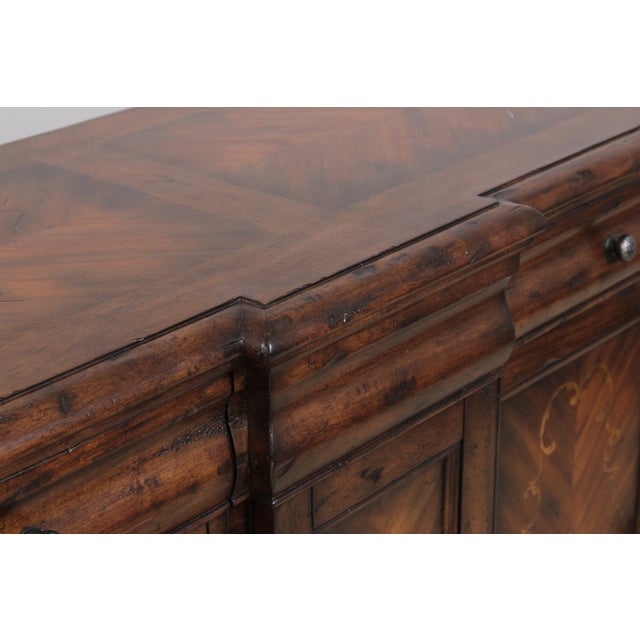 Continental Style Inlaid Front Distressed Sideboard Console For Sale - Image 12 of 17