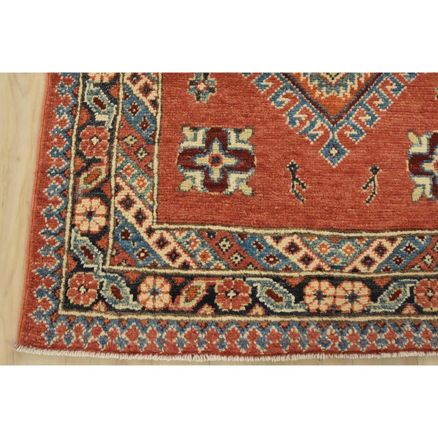 Kazak Runner 2’7” X 7’7” Red Wool Tribal Hand-Knotted Oriental Rug For Sale - Image 9 of 12