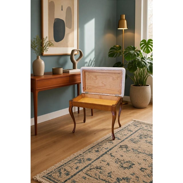 Mid-Century Modern Piano Stool in Stained Birch with Storage, 1950s For Sale - Image 3 of 13