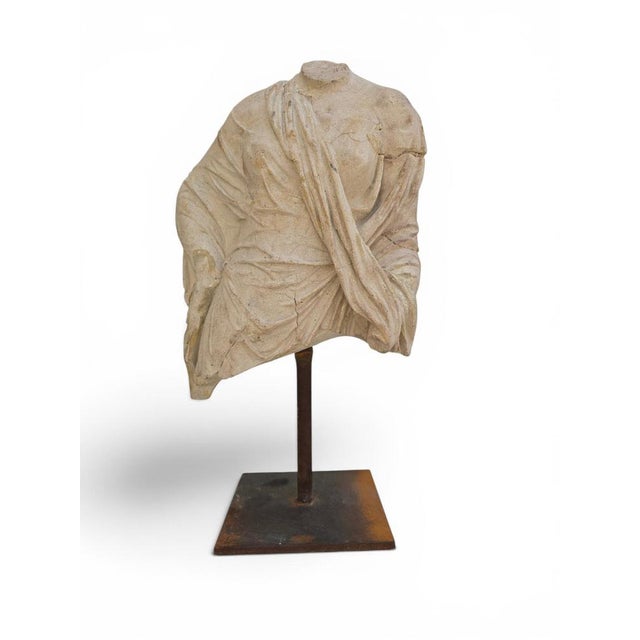 Decorative Greek Style Bust Sculpture, Late 20th Century, Reconstituted Stone on Iron Base For Sale - Image 4 of 15
