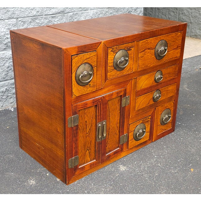 Asian South East Asian Tansu Double-Sided Steps Two-Part Interlocking Storage Cabinet For Sale - Image 3 of 10