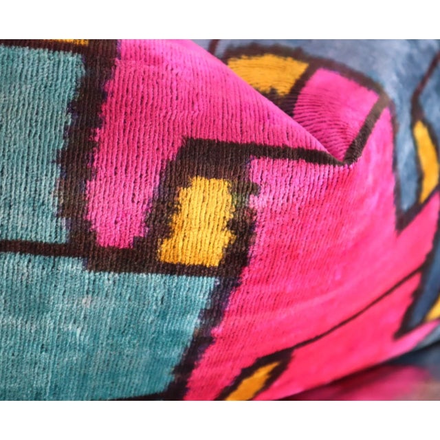 Handmade Multi Color Silk Velvet Throw Pillow & Down Insert For Sale - Image 9 of 12