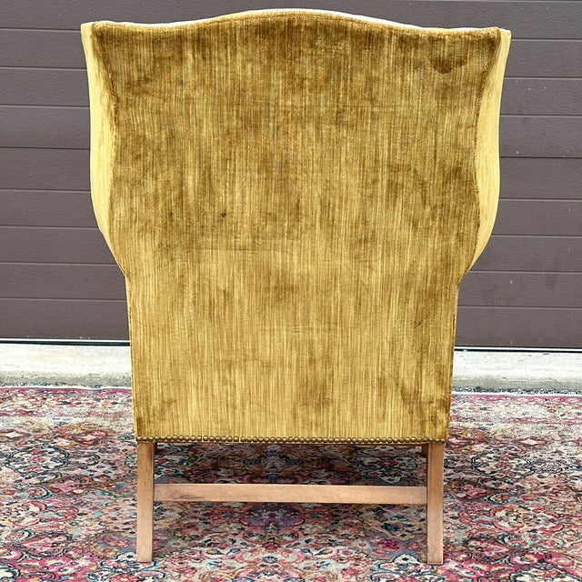 Late 20th Century Vintage Drexel Heritage Chippendale Style Wingback Lounge Chair For Sale - Image 5 of 11