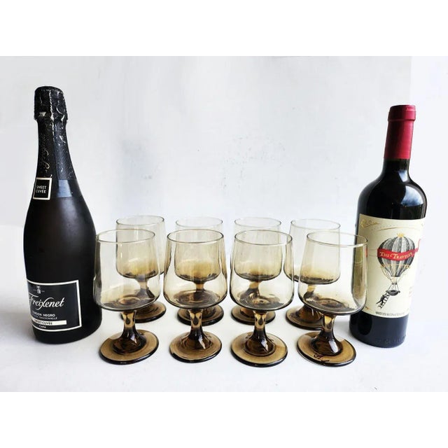 Glass 1960s Tawny Accent Water or Wine Goblets by Libbey Glass Company, Set of 8 For Sale - Image 7 of 10