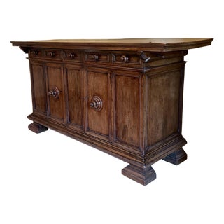 18th Century Antique Walnut Italian Renaissance Buffet/ Credenza For Sale