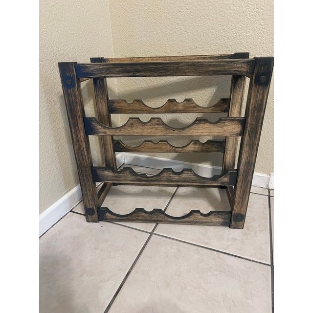 Charcoal Rustic Solid Wood Countertop Wine Rack – Holds 8 Bottles For Sale - Image 8 of 8