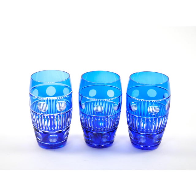 Blue Val Saint Lambert Cobalt Blue Tableware Crystal Water, Service for 12 People For Sale - Image 8 of 13