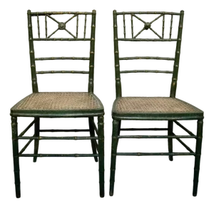 Set of Antique French Napoleon III Faux Bamboo Opera Chairs, 1840