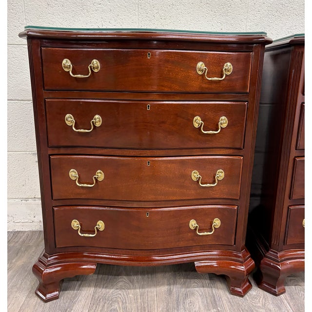 Chippendale Vintage Councill Furniture Chippendale Solid Mahogany Nightstands Bedside Tables For Sale - Image 3 of 18