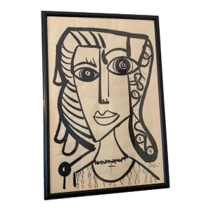 Peter Keil Original Abstract Cubic Portrait Painting Black & White Series
