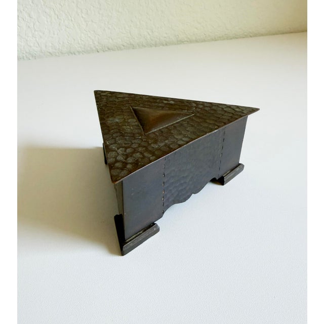 Early 20th Century Early 1900s Hammered Bronze Triangle Box For Sale - Image 5 of 9