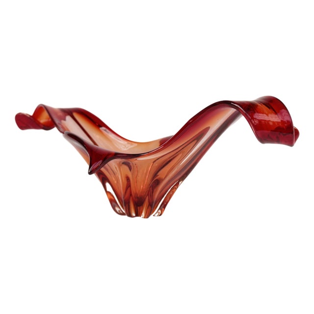 Large Red Murano Glass Bowl, 1960s For Sale