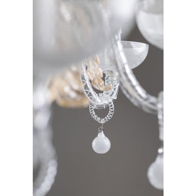 Mid-Century Modern Art Deco Filigree Murano Glass Chandelier from Venini, 1940s For Sale - Image 3 of 18