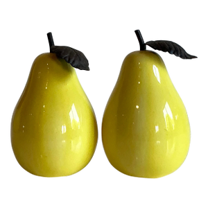 Vintage Boho Glazed Ceramic Pears - Set of 2