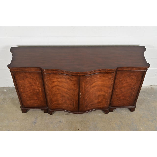 Baker Furniture Georgian Inlaid Flame Mahogany Sideboard or Bar Cabinet For Sale - Image 11 of 14