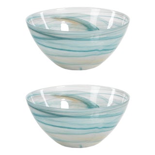 Lagoon 5.75-Inch Tall Alabaster Glass Bowls, Set of 2 For Sale