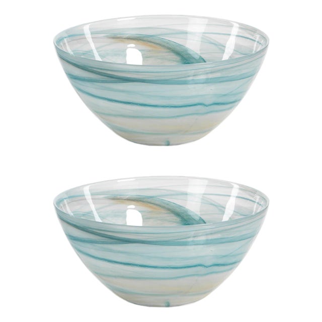 Lagoon 5.75-Inch Tall Alabaster Glass Bowls, Set of 2 For Sale