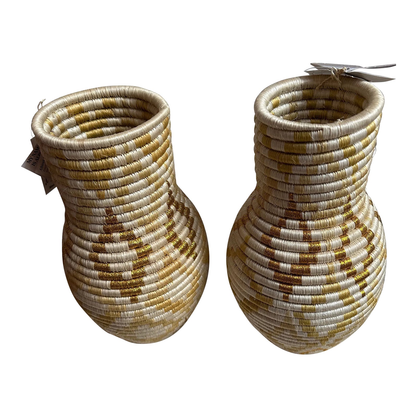 Artisan Crafted Vases Reference: Artisan Crafted Gold Bulb Vases Set Of 2