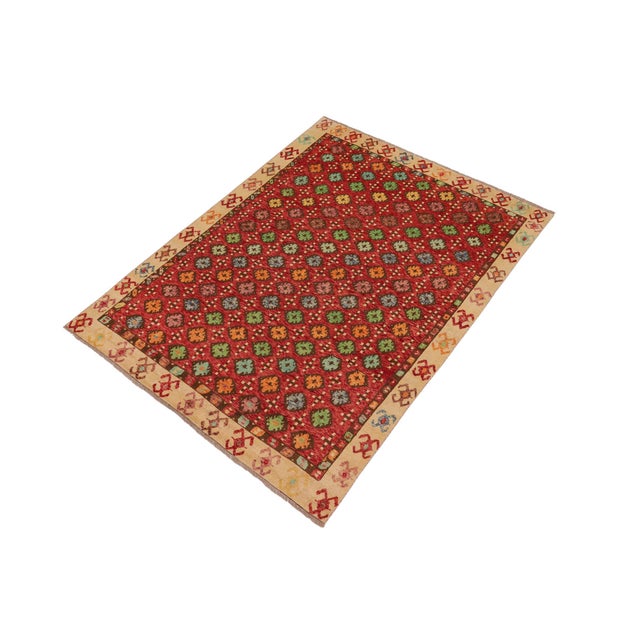 Shabby Chic Boho Chic Balochi Red/Beige Wool Rug - 6'9''x9'8'' For Sale - Image 3 of 10