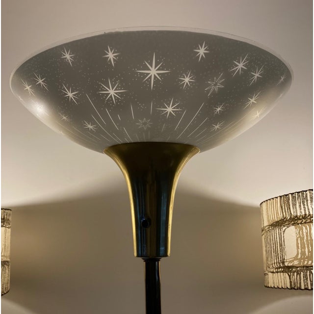 Mid 20th Century Mid-Century Torchiere Floor Lamp With Starburst Shade For Sale - Image 5 of 12