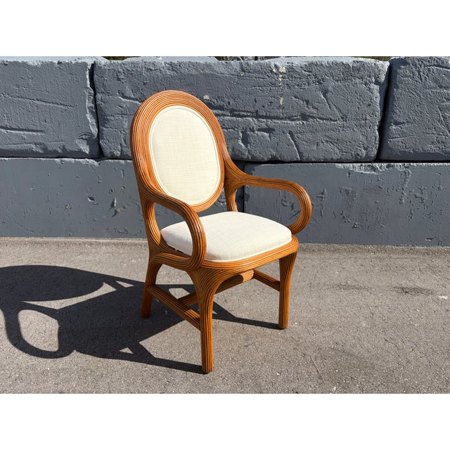 Set of Six Off-White Pencil Reed Dining Chairs, 1980s Gabriella Crespi Style For Sale - Image 11 of 17