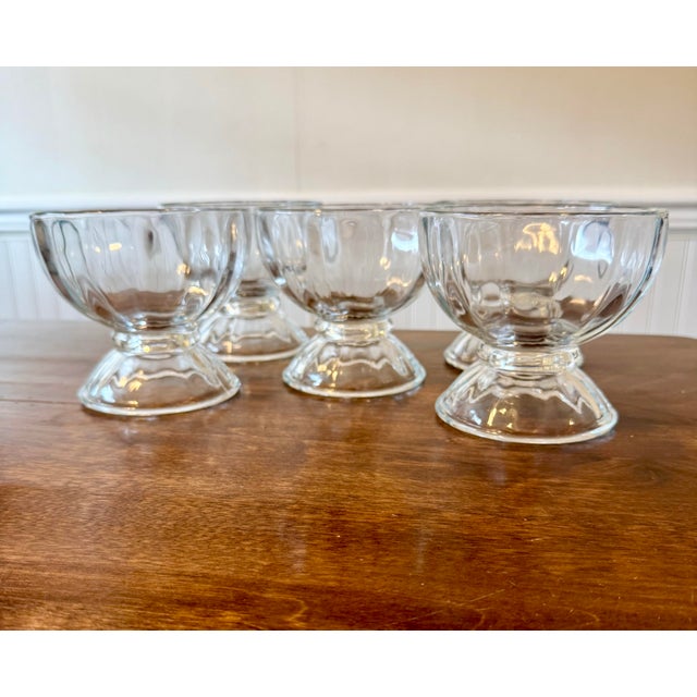 Libbey Glass Co. Mid 20th Century Libbey Glass Pedestal Bowls - Set of 5 For Sale - Image 4 of 12