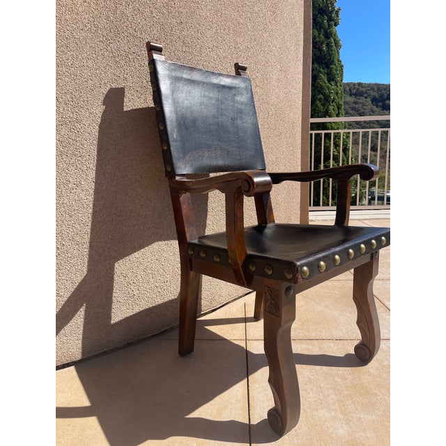 Spanish Revival Early 20th Century Old World Spanish Revival Colonial Frailero Armchair For Sale - Image 3 of 12