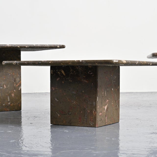 Fossile Nesting Tables, Switzerland, 1970, Set of 3 For Sale - Image 14 of 17