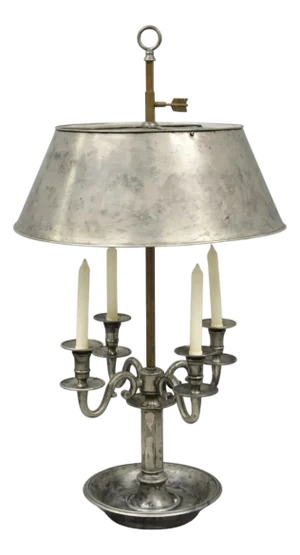Visual Comfort & Co French Country Antiqued Pewter Bouillotte Tole Table Lamp
