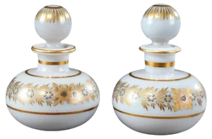 19th Century Opaline Crystal Perfume Bottle by Jean-Baptiste Desvignes, Set of 2