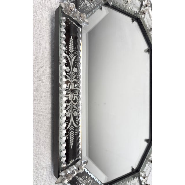 Vintage Octagonal Beveled Venetian Mirror, Circa 1940’s For Sale In New York - Image 6 of 11