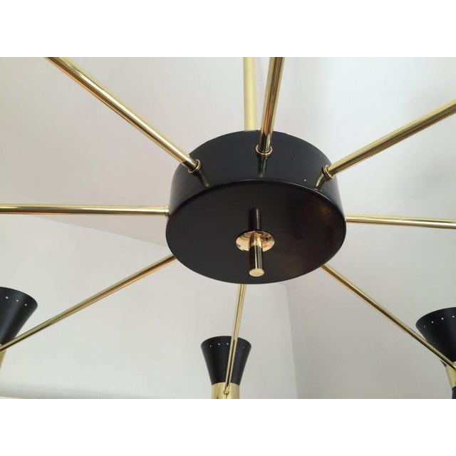 Mid Century Modern Sputnik Chandelier – Black Gold Italian Style Ceiling Light Brass Home Decor For Sale - Image 6 of 9