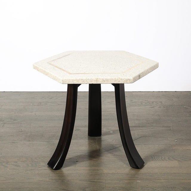 Cream Mid-Century Modernist Hexagonal Terrazzo Side Table by Harvey Probber For Sale - Image 8 of 13