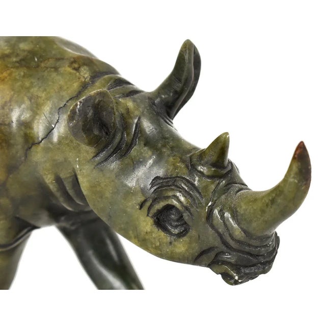 Late 20th Century Late 20th Century Verdite Rhino Stone Sculpture For Sale - Image 5 of 6