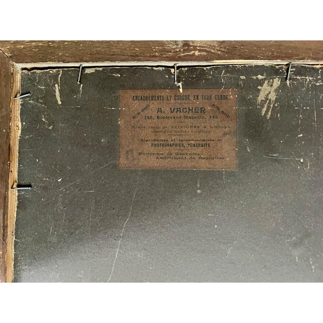 Wood Antique French Landscape Oil Painting in Gesso Frame For Sale - Image 7 of 7