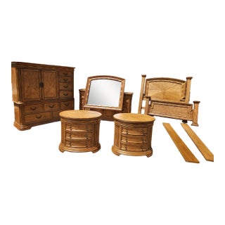 Complete Blonde Wood Queen Bedroom Set For Sale