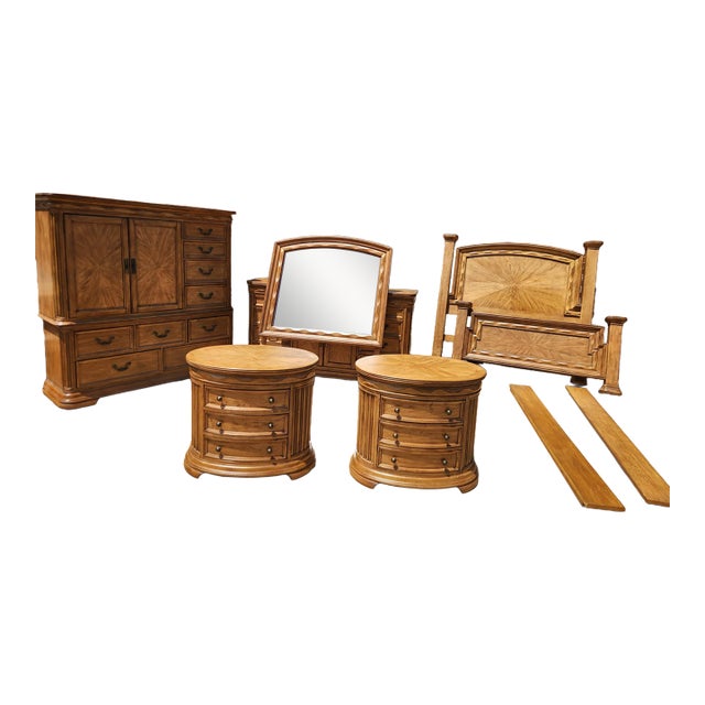 Complete Blonde Wood Queen Bedroom Set For Sale