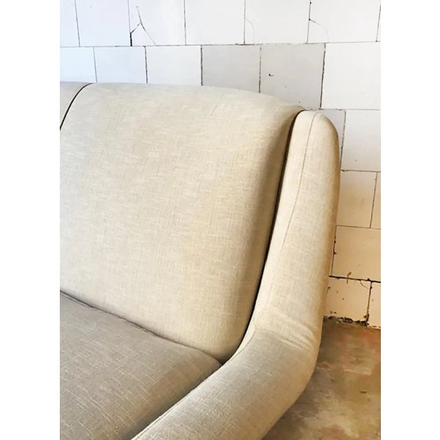 Vintage Italian Sofa with Padded Seats and Brass Legs, 1950s For Sale - Image 4 of 8