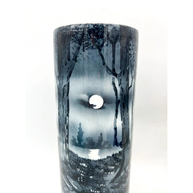 Antique Prussian Hand-Painted Forest & Lake Ceramic Vase – Romantic / European Traditional For Sale In Houston - Image 6 of 10