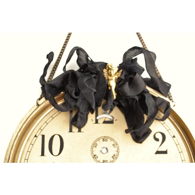 French One-Of-A Kind Antique Christmas Holiday Brass Clock Face Ornament For Sale - Image 3 of 5